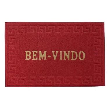 Imagem de kit 1-3 Tapete Capacho Bem Vindo Porta Entrada Anti-Derrapante(3pçs,vermelho)