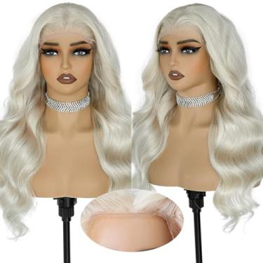 Imagem de Byluxurious Peruca Loira Platinada 60 Sem Cola, Cabelo Humano, 5X5, Pré-Depilada, Uhd, Longa, Ondulada, Prateada, Cinza, Branca, 613, Cor Loira, Renda Frontal, Para Mulheres, Cabelo Vietnamita Remy,