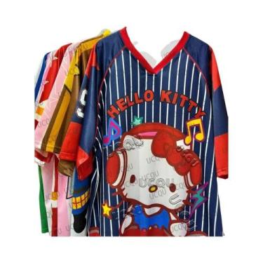 Imagem de Camiseta Hello Kitty Com Decote Em V Para Mulheres E Homens, Leve, Res