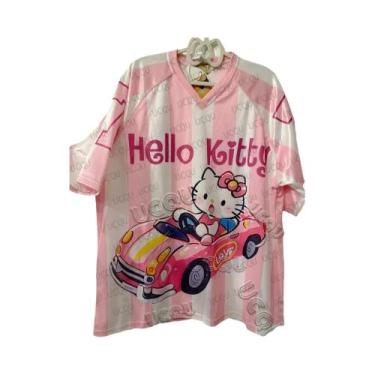 Imagem de Camiseta Hello Kitty Com Decote Em V Para Mulheres E Homens, Leve, Res