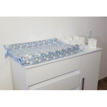 Imagem de Trocador De Cômoda Anatômico Americano Plastificado Triângulo Azul Beb