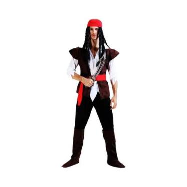 Imagem de Fantasia De Pirata Adulto Conjunto Capitão Jack Sparrow Roupas De Cosp