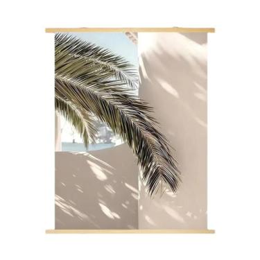 Imagem de Pintura Em Tela De Madeira Com Tema De Praia, Gaivota, Árvore, Ponte E