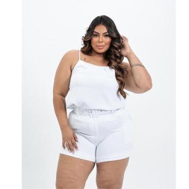Imagem de Conjunto Alfaiataria Feminino Plus Size Blusa Short E Cinto - Vantages