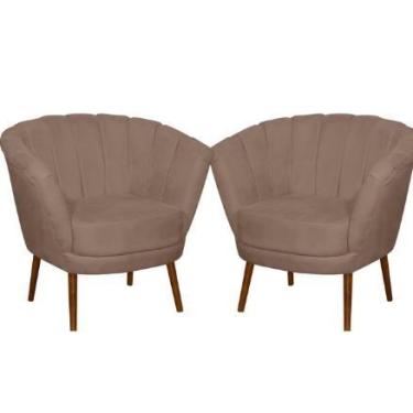 Imagem de Kit 02 Poltrona Pétala Flor Decorativa Suede   Capuccino - Sonho das P