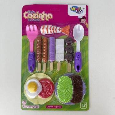 Imagem de Kit Churrasco Cozinha Brinquedo Infantil Comidinha 14 Peças - Wellkids