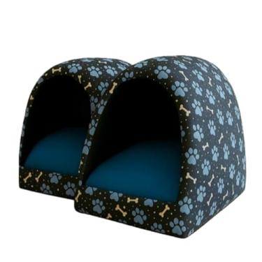 Imagem de Cama pra Cachorro e Gato Casinha Toca Iglu P a G + Almofada e Manta(2 Azuis + Mantas,M)