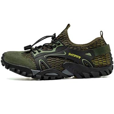 Imagem de Sapatos aquáticos masculinos de secagem rápida, malha caminhada caminhada ao ar livre, acampamento, riacho, caminhada na floresta tropical, praia, Verde militar, 45