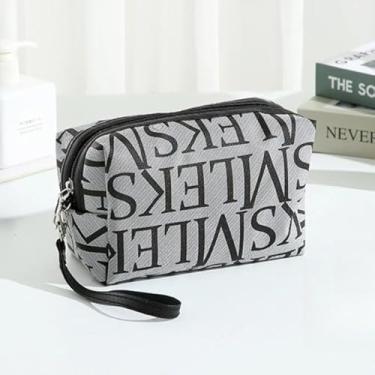 Imagem de Bolsa feminina octogonal de PVC – elegante bolsa impermeável, organizador multifuncional de grande capacidade com zíper suave, Cinza, Casual