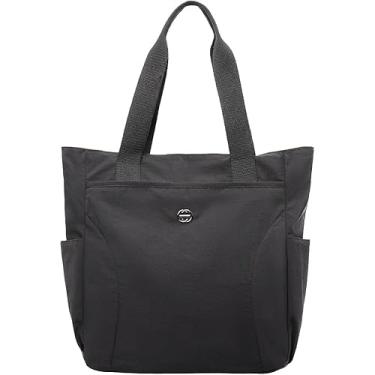 Imagem de maytopia Bolsa feminina com zíper, bolsa de ombro grande, bolsa de ombro para academia de professores, Preto, Large
