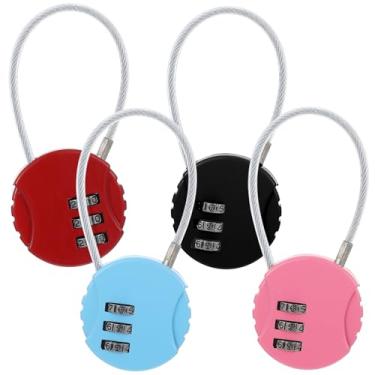 Imagem de 4 peças, cadeado de combinação de 3 dígitos com combinação de código, cadeados de mochila, fechaduras de armário de academia para bolsa de viagem ao ar livre (4 cores)