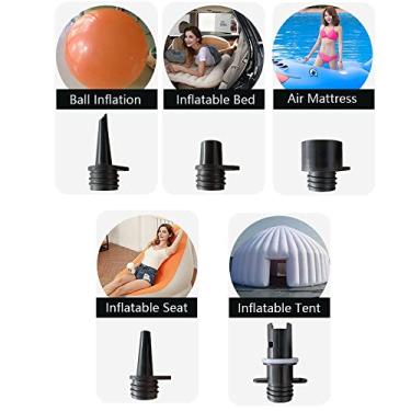 Imagem de Bomba de ar elétrica portátil 20PSI Bomba de ar de alta pressão Bomba de deflação com 7 bicos para barco inflável Prancha de surf Stand up Paddle Board Material ABS Design