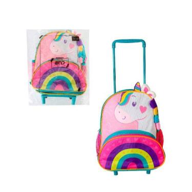 Imagem de Mochila Infantil Com Rodinhas Unicórnio- Rosa - Clio Pets