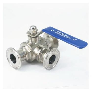 Imagem de Válvula esférica de 3 vias de aço inoxidável 304 de 2,5 cm, 25 mm, porta L, braçadeira tripla de 3,8 cm, 50,5 mm, ferrule O/D para produtos Homebrew Diary