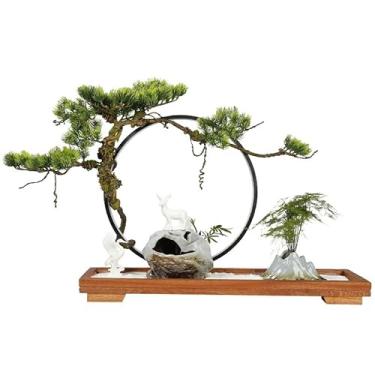 Imagem de Árvore artificial simulação de enfeites de umidificador de pinheiro de boas-vindas bonsai estilo chinês sala de estar decoração de varanda acessórios para casa árvore falsa