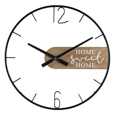 Imagem de Relógio de parede grande, mostrador de metal e nogueira, decoração de casa, relógios de parede vintage com algarismos romanos, silencioso, sem tique-taque, operado por bateria