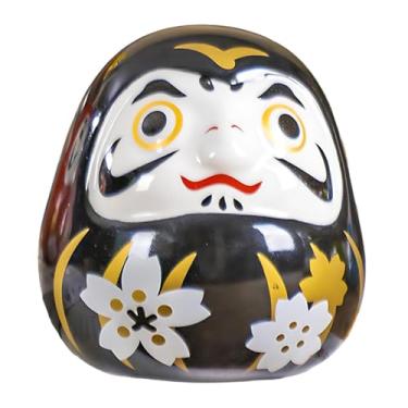Imagem de Kuntesetty Boneca Daruma - Acessórios Artesanais, Escultura Decorativa, Ornamento de Mesa, Estátua de Cerâmica Branca para Quarto, Escrivaninha, Estante, Restaur, Preto, Tamanho real