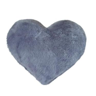 Imagem de Almofada de Pelúcia Coração Decorativa | Almofada Romântica Presente 40x35cm (Cinza)