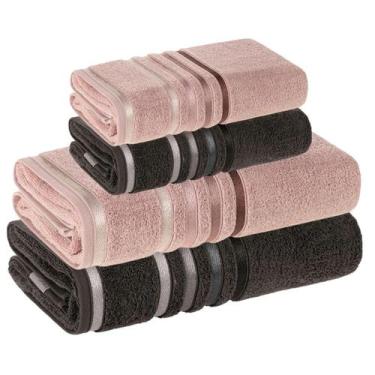 Imagem de Jogo Toalha de Banho Karsten Gigante Fio Penteado 4 Peças, Pétala com 