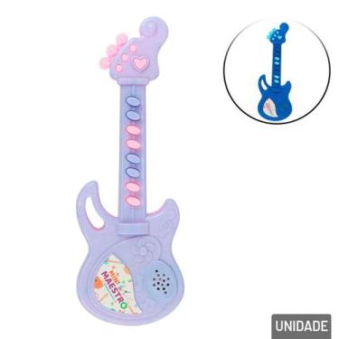 Imagem de Guitarra Musical de Plástico à Pilha Color - Tudo em Caixa - Genérico