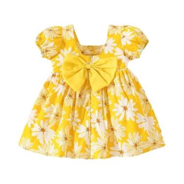 Imagem de Vestido Infantil De Verão Com Decote Quadrado E Laço De Margarida Esti