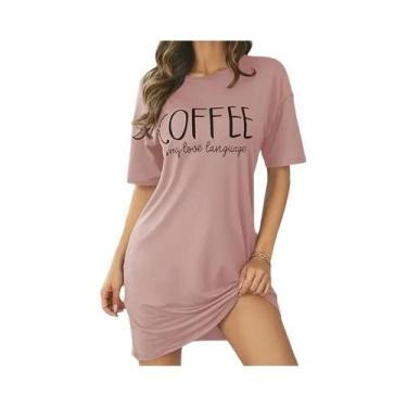 Imagem de Camisola De Noite Feminina De Manga Curta Com Estampa De Desenho Em Se