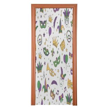 Imagem de Wassud Máscaras decorativas de baile de máscaras, capa de porta, dia dos namorados, decoração de festival ao ar livre, faixa interna, decoração de casa, grande porta da frente, 89 cm x 200 cm