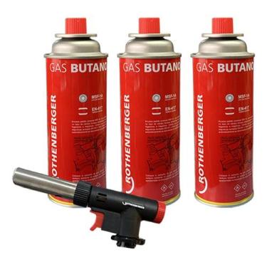 Imagem de Kit Maçarico Portátil Super Fire + 3 Gás Butano Rothenberger