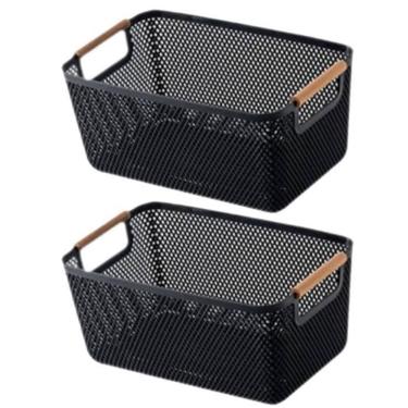 Imagem de Kit 2 Cesto Armazenamento Decoração Multiuso 36X22Cm Preto