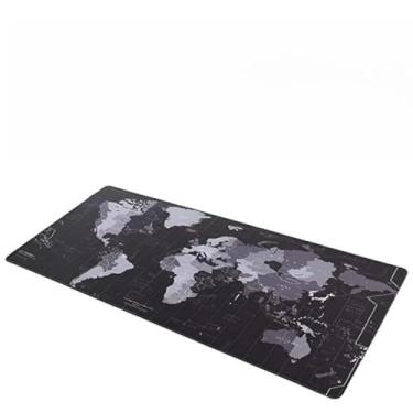Imagem de Mouse Pad Gamer 80x30, Mapa Mundi, Base Antiderrapante, Preto e Cinza, Grande, Escritório e Gaming