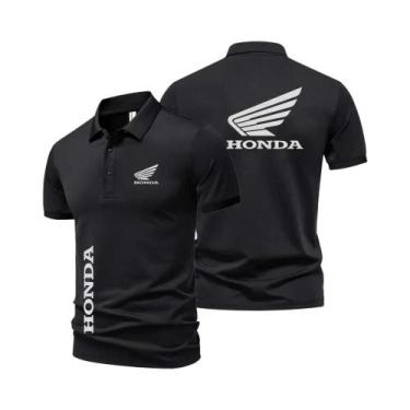 Imagem de Camiseta Polo Unissex De Manga Curta Honda Racing Com Estampa De Motoc