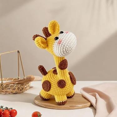 Imagem de Presentes feitos à mão com animais de crochê positivos, presente engraçado de girafa para mulheres, homens, amigos, chaveiro fofo faça você mesmo, presente para melhores amigos e colegas de trabalho