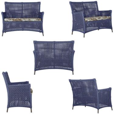 Imagem de 1 Sofá área Externa Igapó Alumínio Marrom Corda Náutica E6 Azul