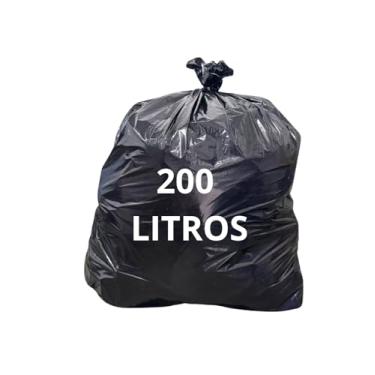 Imagem de Saco de Lixo Preto 200 Litros Extra Forte Reforçado – Pacote com 100 Unidades Resistentes para Limpeza Pesada, Coleta de Resíduos, Uso Doméstico e Comercial, Cozinha, Condomínios e Empresas