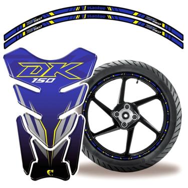 Imagem de Kit Protetor Adesivo Tanque E Aro Moto Haojue Dk 150 Azul Cor Azul