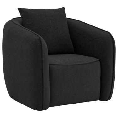 Imagem de Poltrona Decorativa Sala De Estar Recepção Florença Bouclé - Doce Sonho Móveis Preto