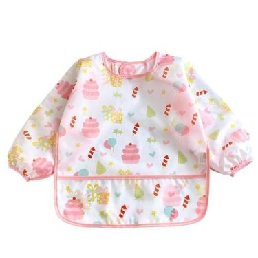 Imagem de Babador Manga Longa BLW Proteção Dupla Impermeável cupcake - Minha Est