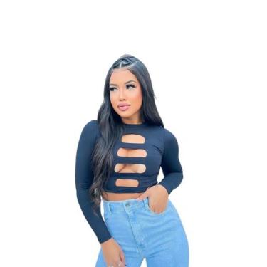 Imagem de Cropped Sal e Pimenta Manga Longa