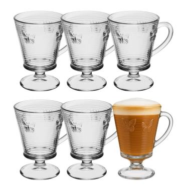 Imagem de Jogo 6 Taça De Vidro Para Cappuccino Lines Butterfly Borboleta Wolff 240ml