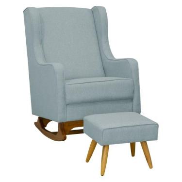 Imagem de Poltrona de Amamentação Balanço e Puff Sofia Linho - Decora Vip, Cinza