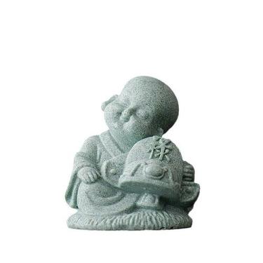 Imagem de Escultura Stone Monk Figure Blessing Longevity 7x6x8cm - yiweisai