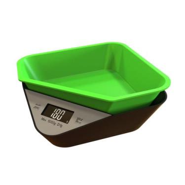 Imagem de Balanças digitais de cozinha genéricas com bandeja verde removível - t