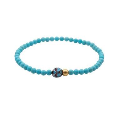 Imagem de Pulseira de miçangas turquesas para mulheres com pingente de lótus - y