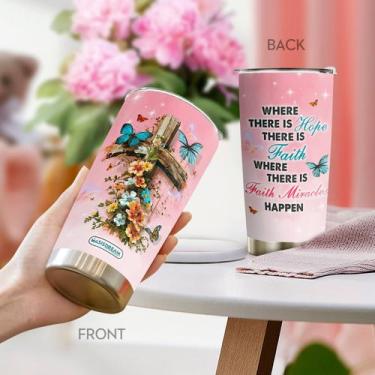 Imagem de Caneca de viagem Oasisdream Tumbler de aço inoxidável 600mL com tampa