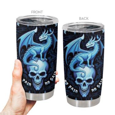 Imagem de Caneca de café Oasisdream Tumbler 600mL com estampa de caveira