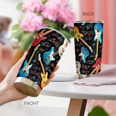 Imagem de Caneca Tumbler Oasisdream em aço inoxidável 600ml com estampa de guita