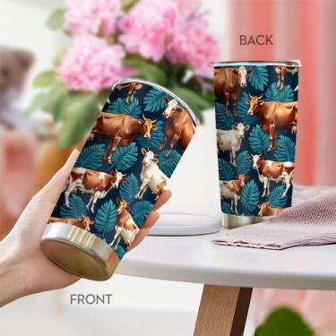 Imagem de Caneca de viagem Oasisdream Tumbler de aço inoxidável 600mL com tampa