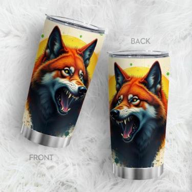 Imagem de Caneca de café Oasisdream Tumbler 600ml com Wolf Print