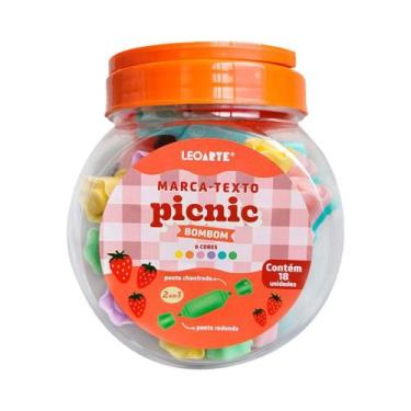 Imagem de Caneta Marca-Texto Mini 2 Em 1 Bombom Picnic - Pote com 18 unidades Le