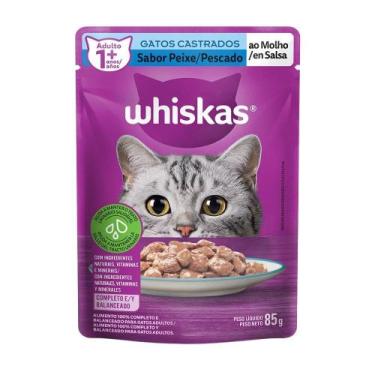 Imagem de Ração Whiskas Gatos Castrado Peixe Sachê 85g - Embalagem com 20 Unidad